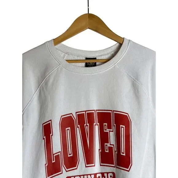 Athletic Works LOVED John 3:16 White Graphic Sweatshirt Pullover L (12-14) - Picture 5 of 7